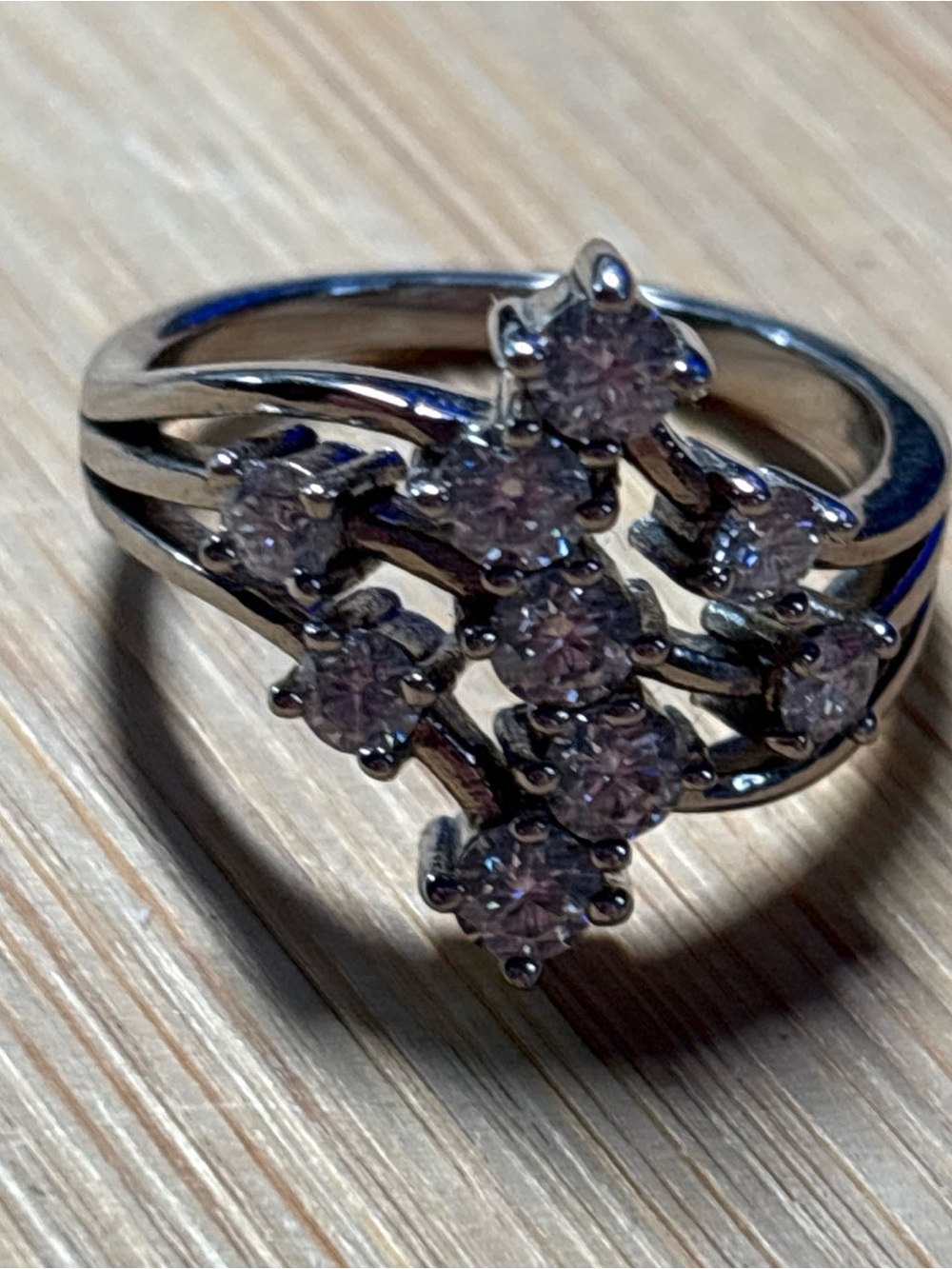Sterling Silver BBJ Clear Gemstones Ring Size 7.75. 4.9G